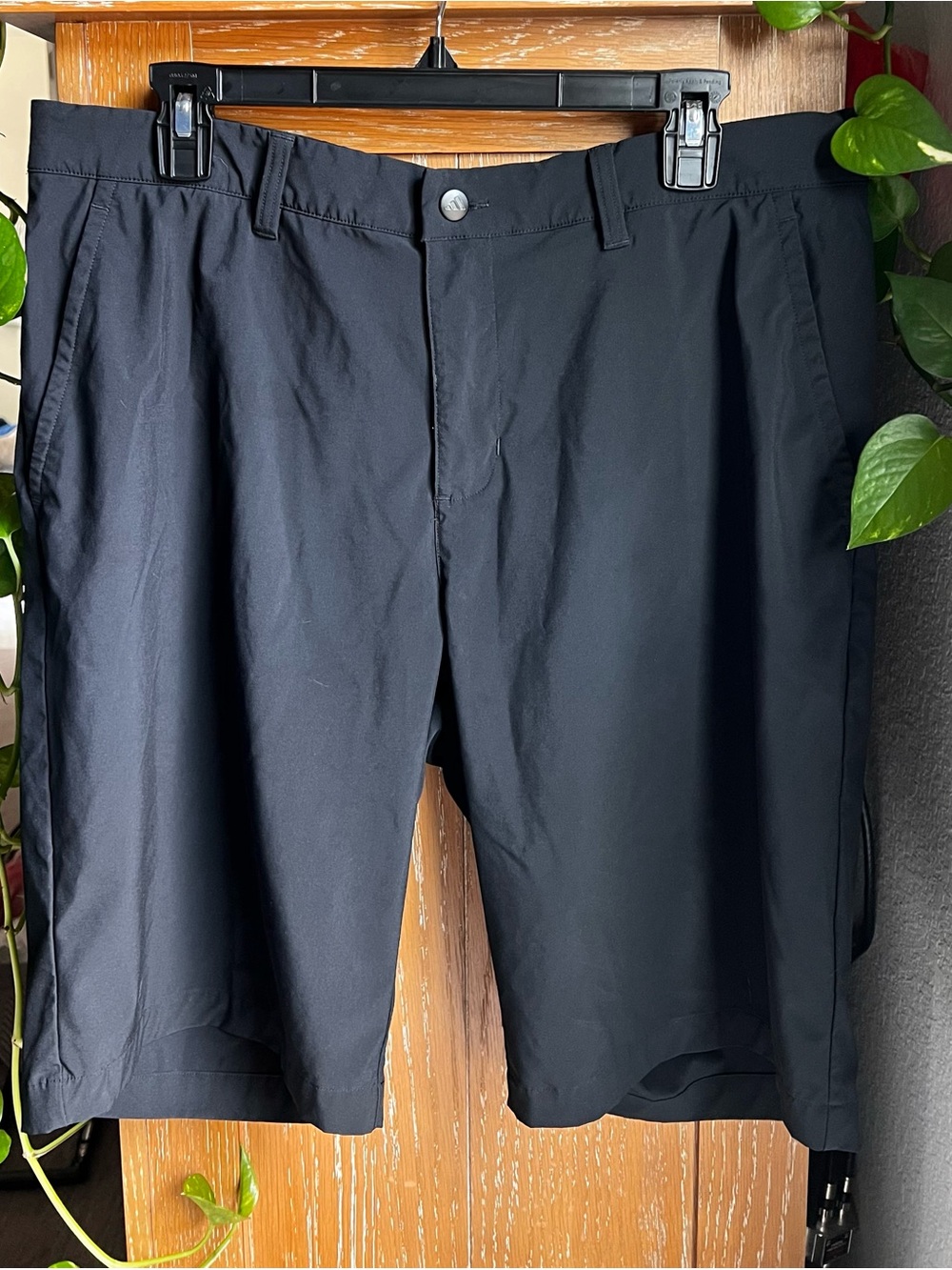 adidas Men's Black Flat-Front Performance Shorts